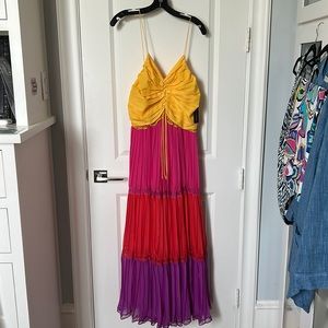 Racil Nina pleated color-block chiffon maxi dress